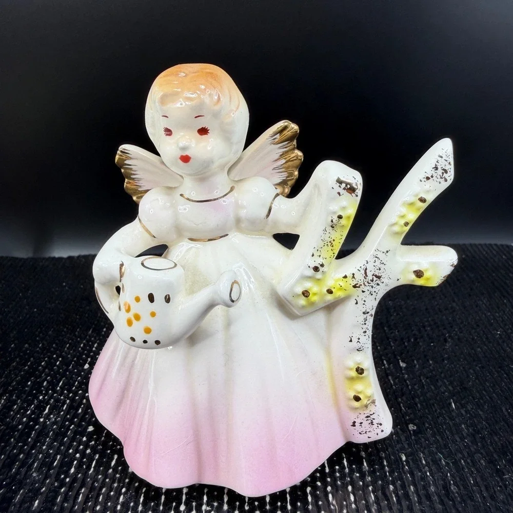 Josef Originals Birthday Angel Age 4 Figurine Pink Ombre Gold Gilt Ceramic‎ 3